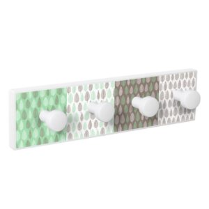 Wandkapstok Green Brown Leaf van wit hout met 4 knoppen