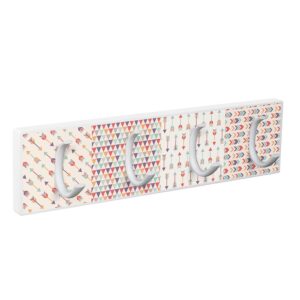 Wandkapstok Tribal Arrow van wit hout met 4 metalen witte haken