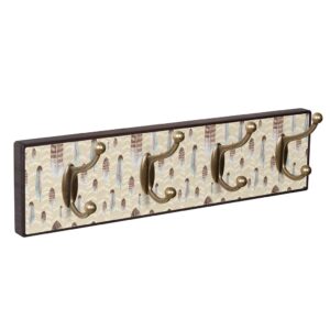 Wandkapstok feather van walnoot hout met 4 dubbele metalen haken