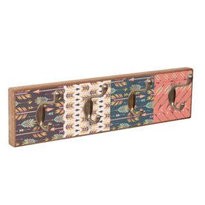 Wandkapstok Arrows van Antiek Beuken met 4 dubbele metalen haken