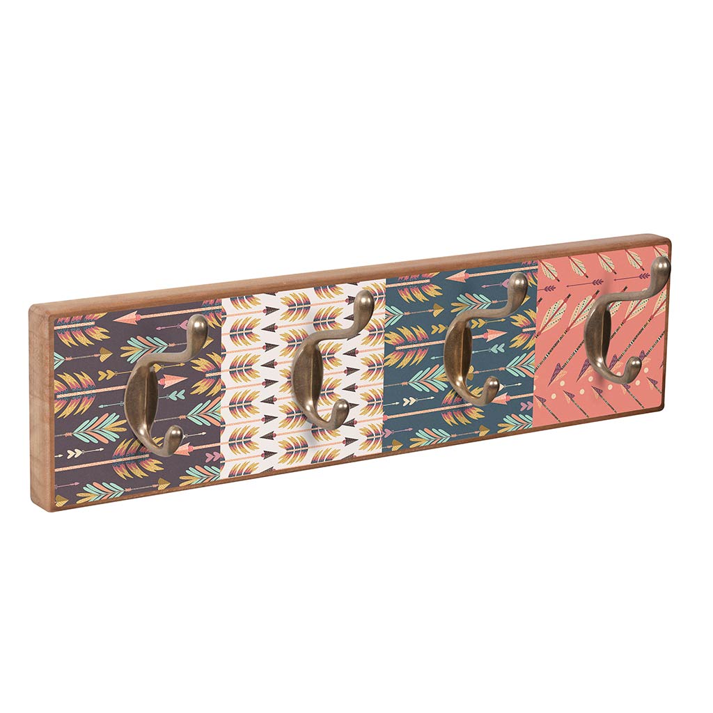 Wandkapstok Arrows van Antiek Beuken met 4 dubbele metalen haken