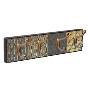 Wandkapstok zwart Assorted Gold van hout met 4 dubbele metalen haken