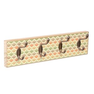 Wandkapstok Retro Plants van hout met 4 dubbele metalen haken