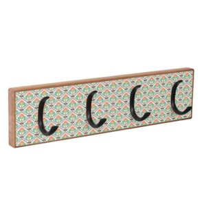 Wandkapstok Lotus Retro van walnoot hout met 4 dubbele metalen haken