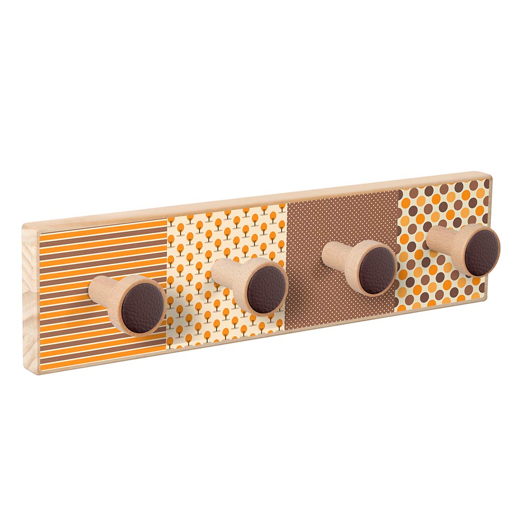 Wandkapstok Assorted Orange van hout met 4 knoppen