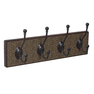 Wandkapstok Brown Leafs van walnoot hout met 4 dubbele metalen haken