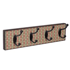 Wandkapstop Tribal van Walnoot hout met 4 dubbele metalen haken