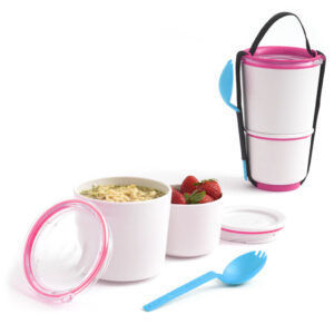Lunchpot set black+blum roze