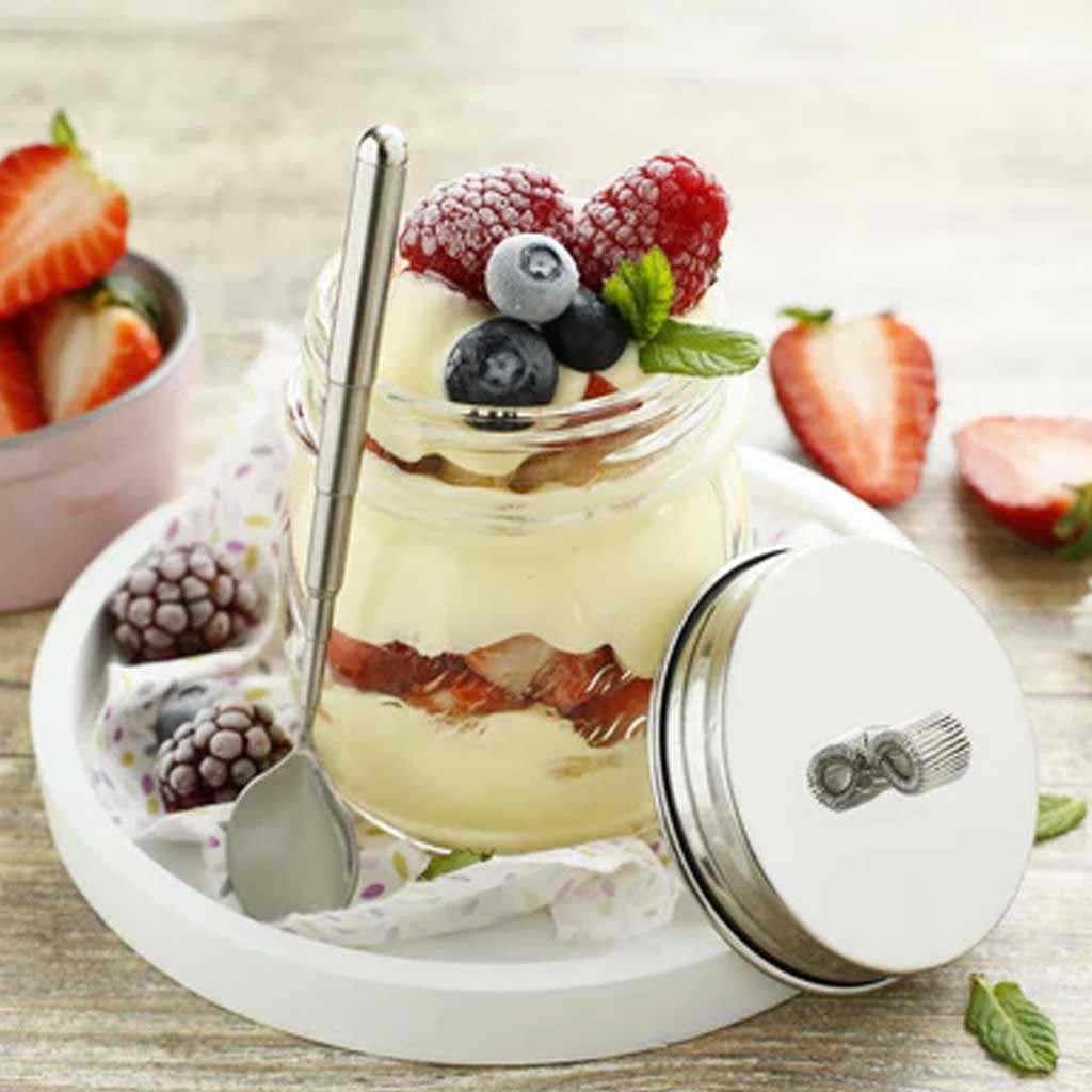 HappyTappi - Dessert pot - RVS deksel met telescopische lepel - 250 ml - Afbeelding 3