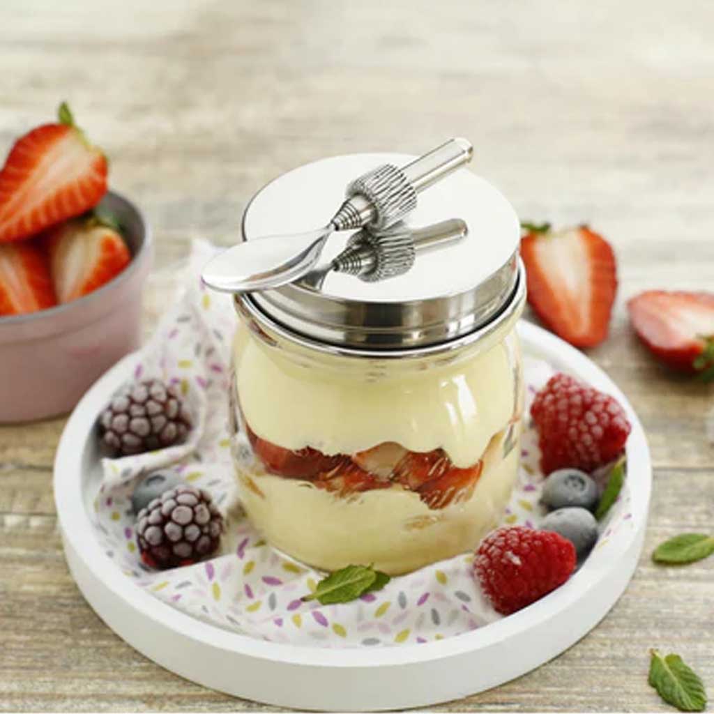 HappyTappi - Dessert pot - RVS deksel met telescopische lepel - 250 ml - Afbeelding 2