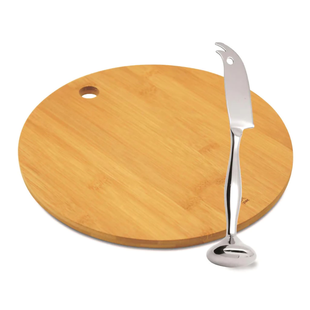 I Genietti Set van Dondolo kaasmes en Bamboe serveerplank Ø 24,5 cm - Afbeelding 2