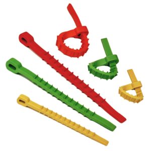 Kabelbinders Q-Knot Original, set van 12 stuks (geel, groen, rood)