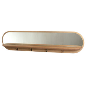 Spiegel wandplank maanlicht van massief Eiken met 4 haakjes RMdesign B 70 x H 17 cm