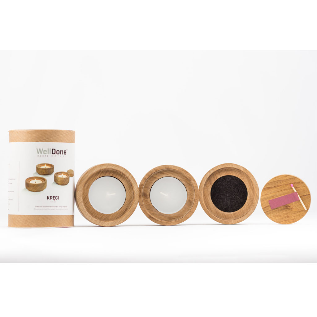 Houten Waxinelicht houders Welldone Rings, set van 3 eiken - Afbeelding 4