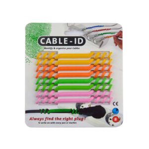 Cable ID set van 8 stuks in Geel, Oranje, Groen, Roze