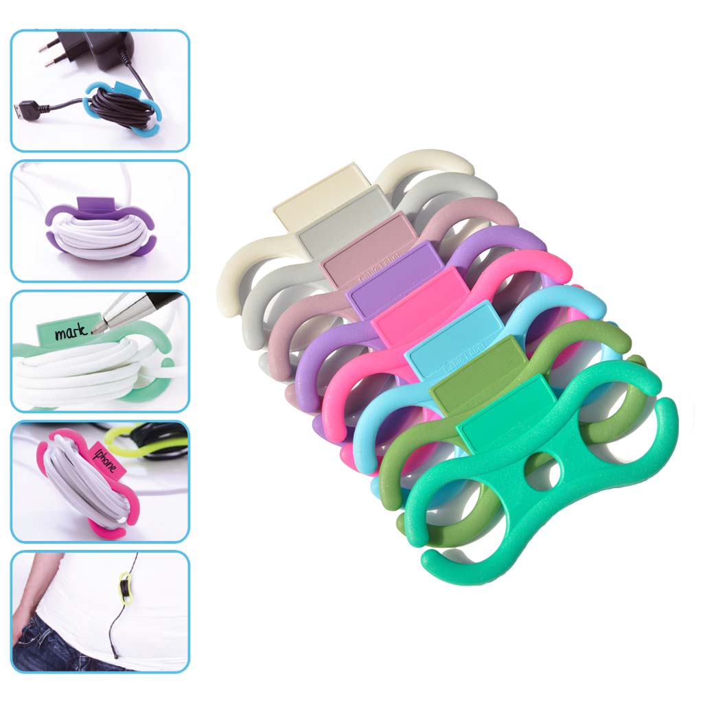 Cable label classic colours wit, grijs, violet, paars, fuchsia, blauw, mosgroen, groen