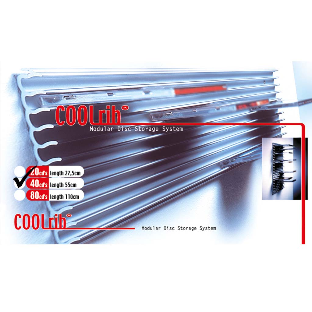 Cd rek Coolrib voor 40 cd's 55 x 16,5 cm x 1 cm