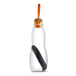 Glazen waterfles Eau good black+blum oranje