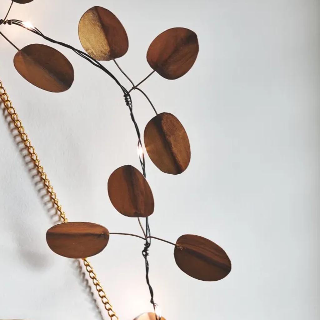 Gouden Eucalyptus LED-Stringlights met 30 warm witte LED's - Afbeelding 5