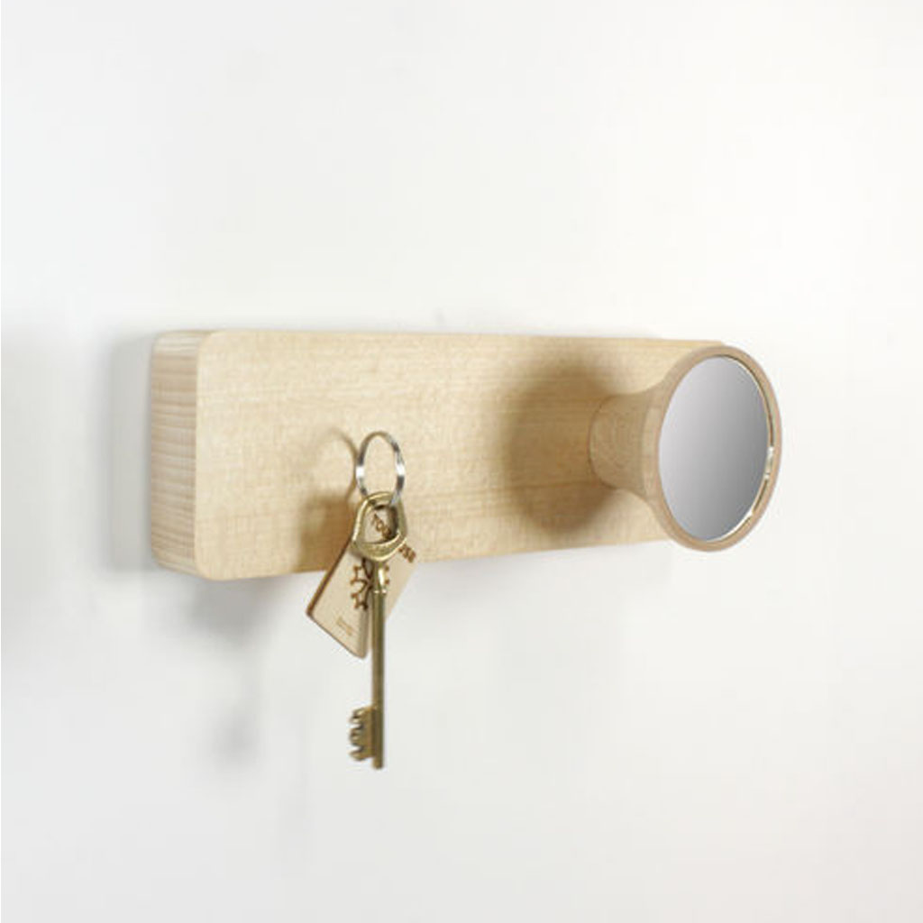 Magnetische houder met spiegel van massief beukenhout RMdesign 28 x 10 x 8 cm - Afbeelding 2