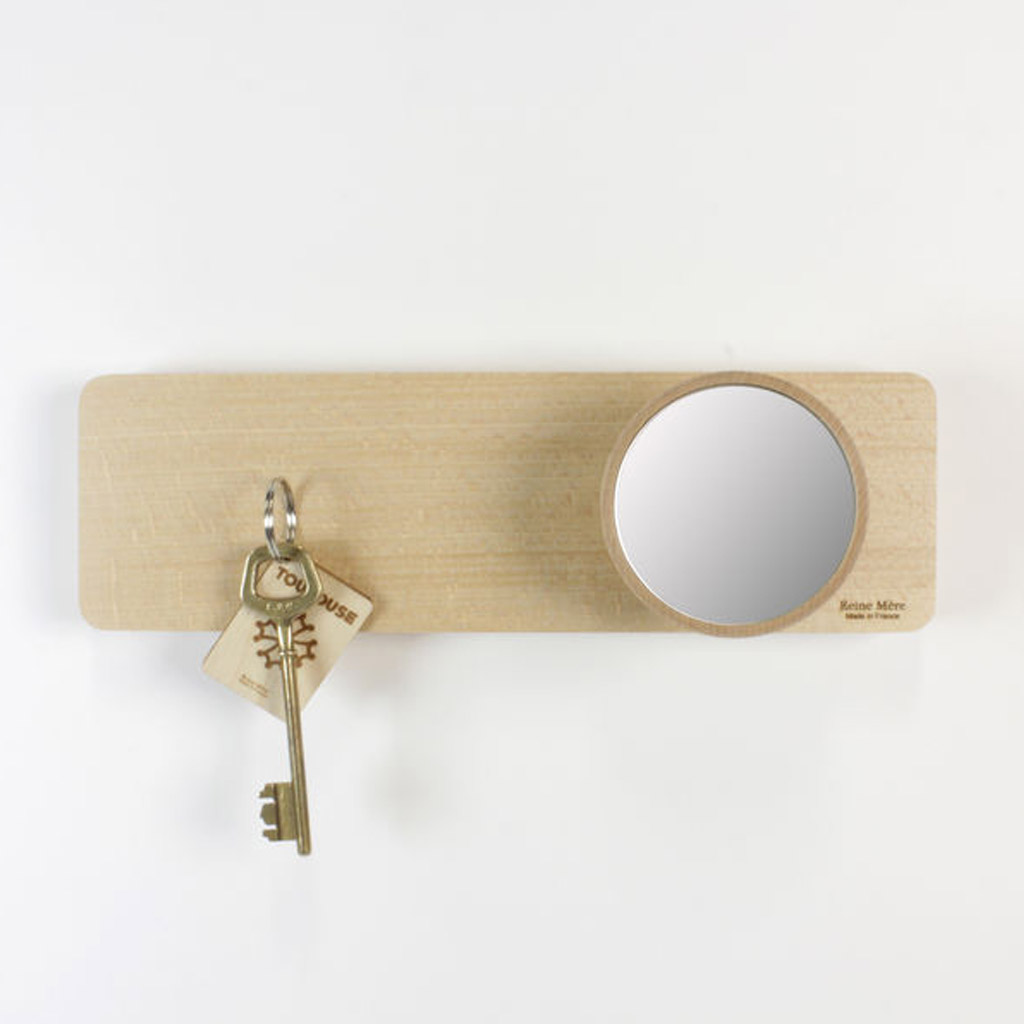 Magnetische houder met spiegel van massief beukenhout RMdesign 28 x 10 x 8 cm