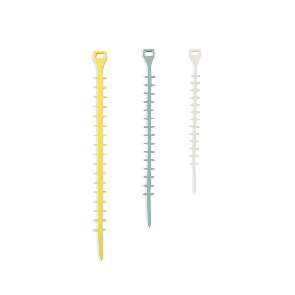 Herbruikbare kabelbinders Q-Knot, set 20 stuks - wit- turquoise - geel - 3 maten - Afbeelding 2