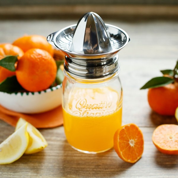 HappyTappi Roestvrij stalen citruspers met glazen pot 500 ml