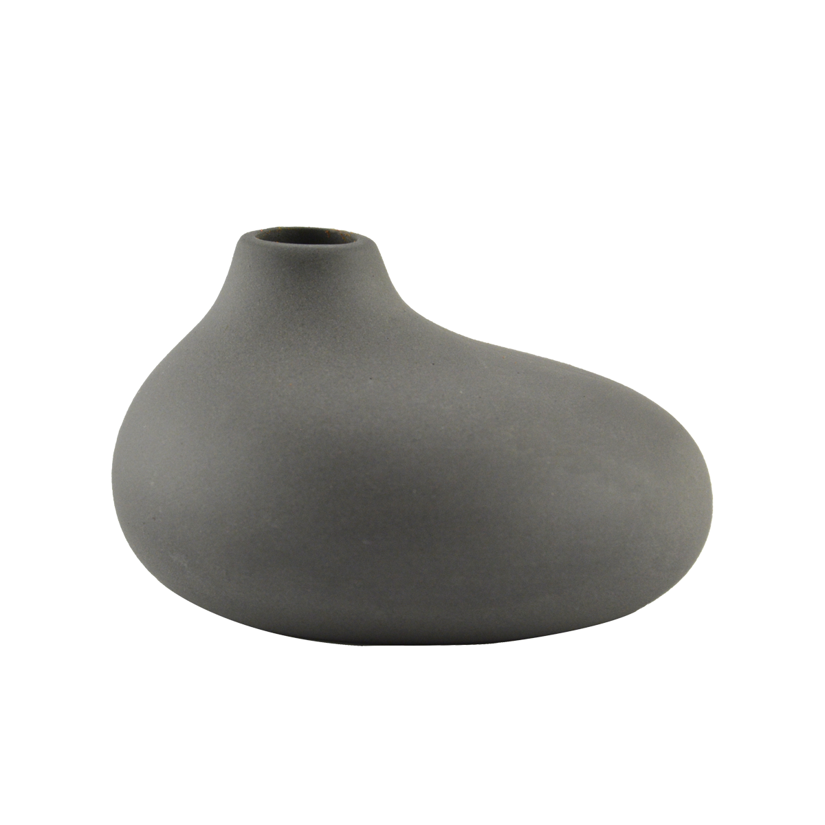 Keramiek vaasje - Mat - Druppelvormig - Donkergrijs - H 6 x B 9 cm