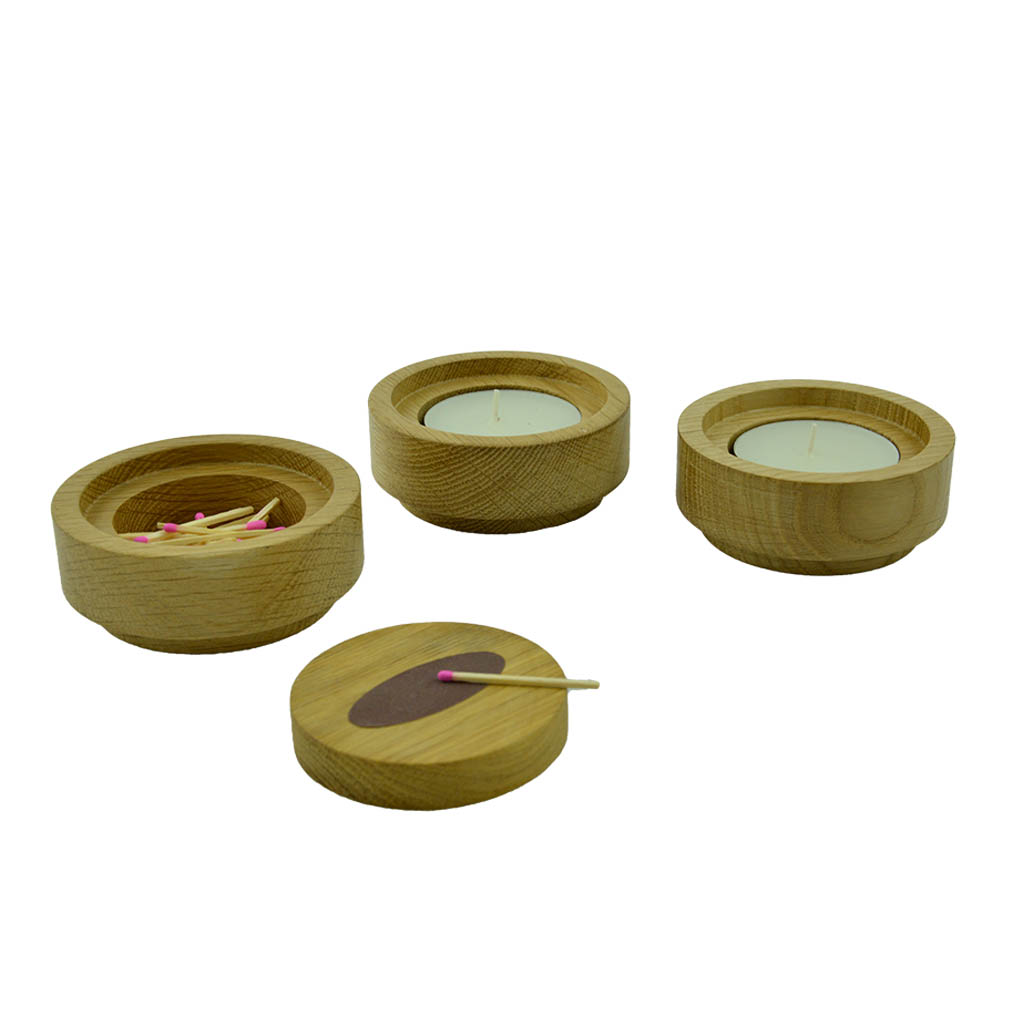 Houten Waxinelicht houders Welldone Rings, set van 3 eiken - Afbeelding 6