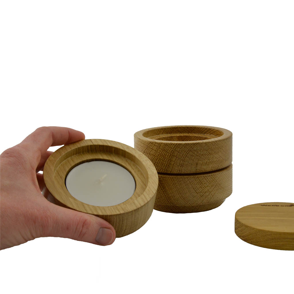 Houten Waxinelicht houders Welldone Rings, set van 3 eiken - Afbeelding 2