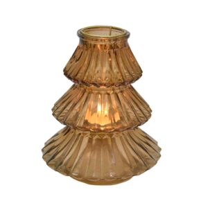 Windlicht Carlito Pomax van oranje bruin glas en messing