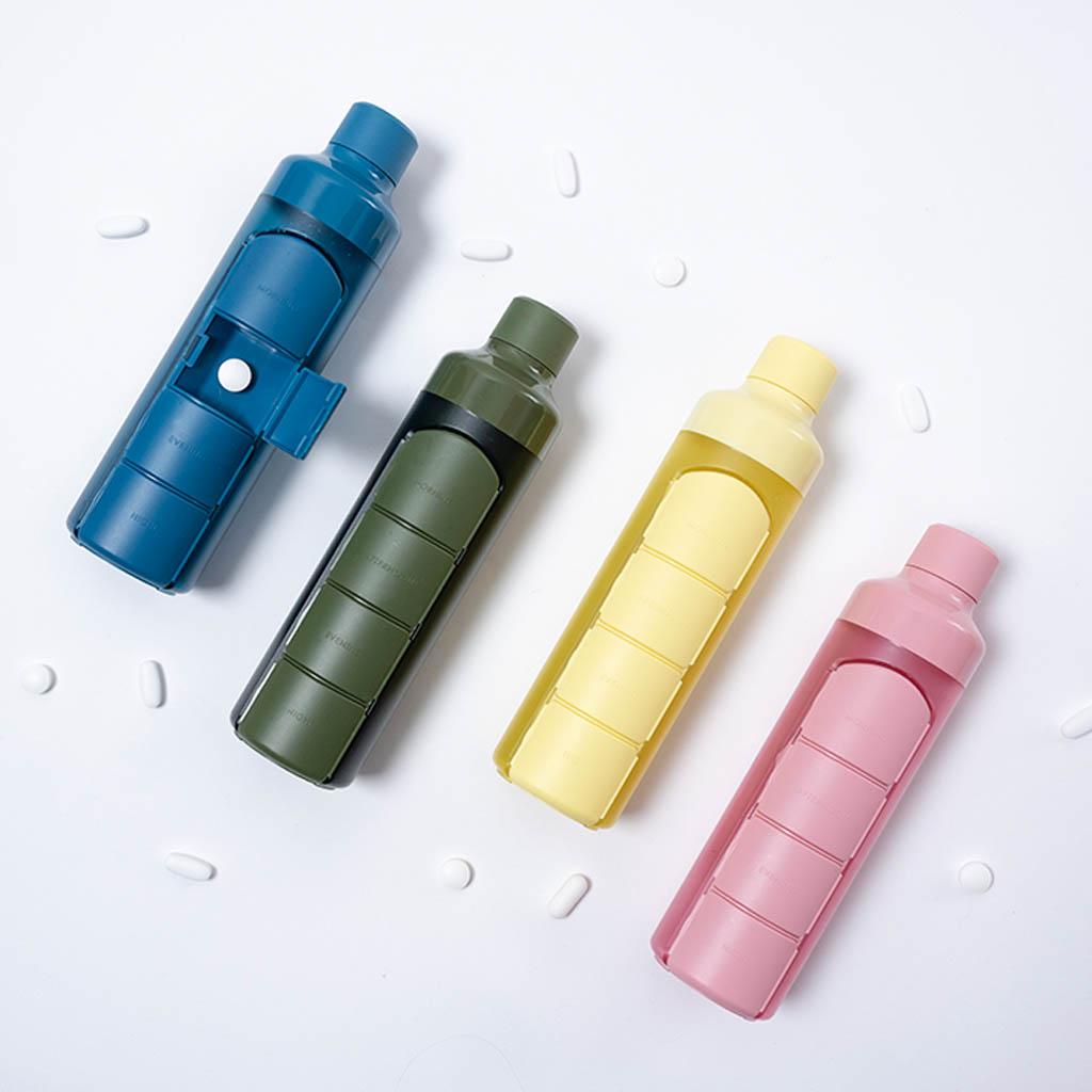 Waterfles en Pillendoos in één YOS Bottle Daily grandioos geel - Afbeelding 5